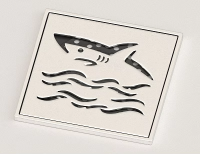 Hardware Tools Decorative White Square Plate With Black Shark Pattern And Wave Lines 3d model