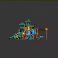 Safe Colorful Playground Equipment With Slides Climbing Structures In Sand Play Area