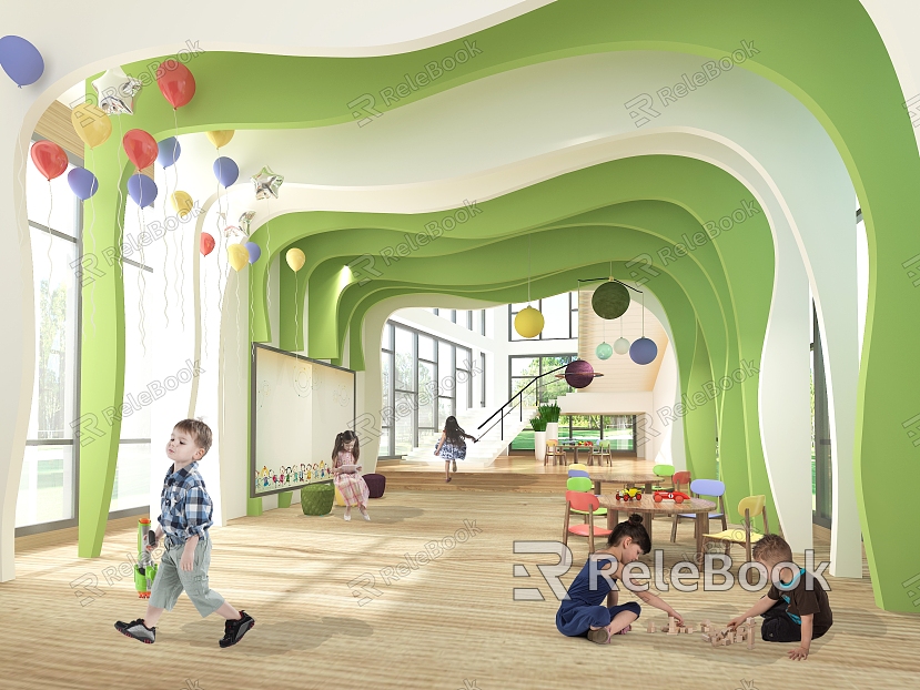 Modern Kindergarten Kindergarten Stairs Corridor Rest Entertainment Area model