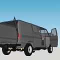Gray Van With Open Hood And Side Door For Maintenance Or Loading 3d model