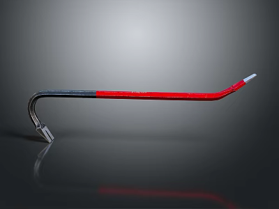 Red And Silver Metal Curved Hand Tool With Lever Design And Grip Handle 3d model
