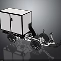 Simple Design Cargo Cart With White Box Two Doors Black Wheels And Frame Structure 3d model