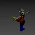 3D Animated Fox Like Game Character With Colorful Fur Green Ears And Open Arms