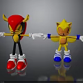Red Black And Yellow Horned Cartoon Characters With Outstretched Arms