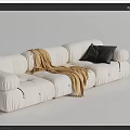 Modern White Large Sectional Sofa With Yellow Blanket And Gray Pillow 3d model