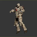 Game Movie Character With White Mechanical Armor Red Core Standing In Battle Pose