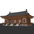 Ancient Chinese Architecture With Curved Eaves Black Tiles Wooden Columns And Stone Steps