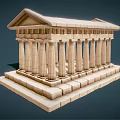Classical European Architecture Featuring Row of Columns Pediment Stone Base Steps and Roof