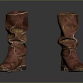 Fashionable Vintage Red Leather Mid Calf Boots With Wrinkled Design For Daily Use