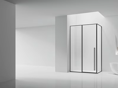 Modern Shower Sauna Interior Design With Glass Enclosure And Black Frame In White Bathroom 3d model