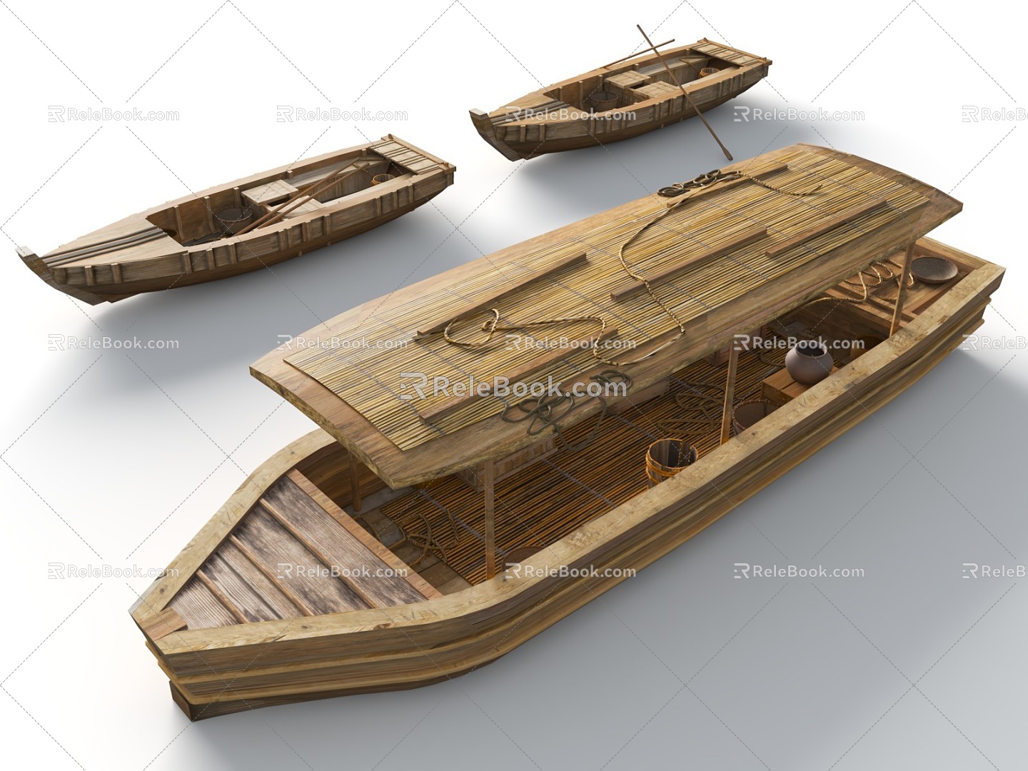 Ancient Fishing Boat Chinese Fishing Boat Fishing Boat Wharf Chinese Traditional Fishing Village Fishing Village Wharf Ferry 3d model