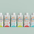 Fresh Pure Milk Beverage Bottles With Colorful Vibrant Packaging And Attractive Patterns