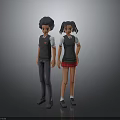 Two Children Boy and Girl in School Uniforms Standing with Gray Pants Red Skirt