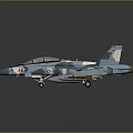 Military Fighter Jet With Blue White Camouflage Paint And Weapons Under Wings