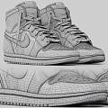 Black and White Nike Jordan 1 Retro 3d model