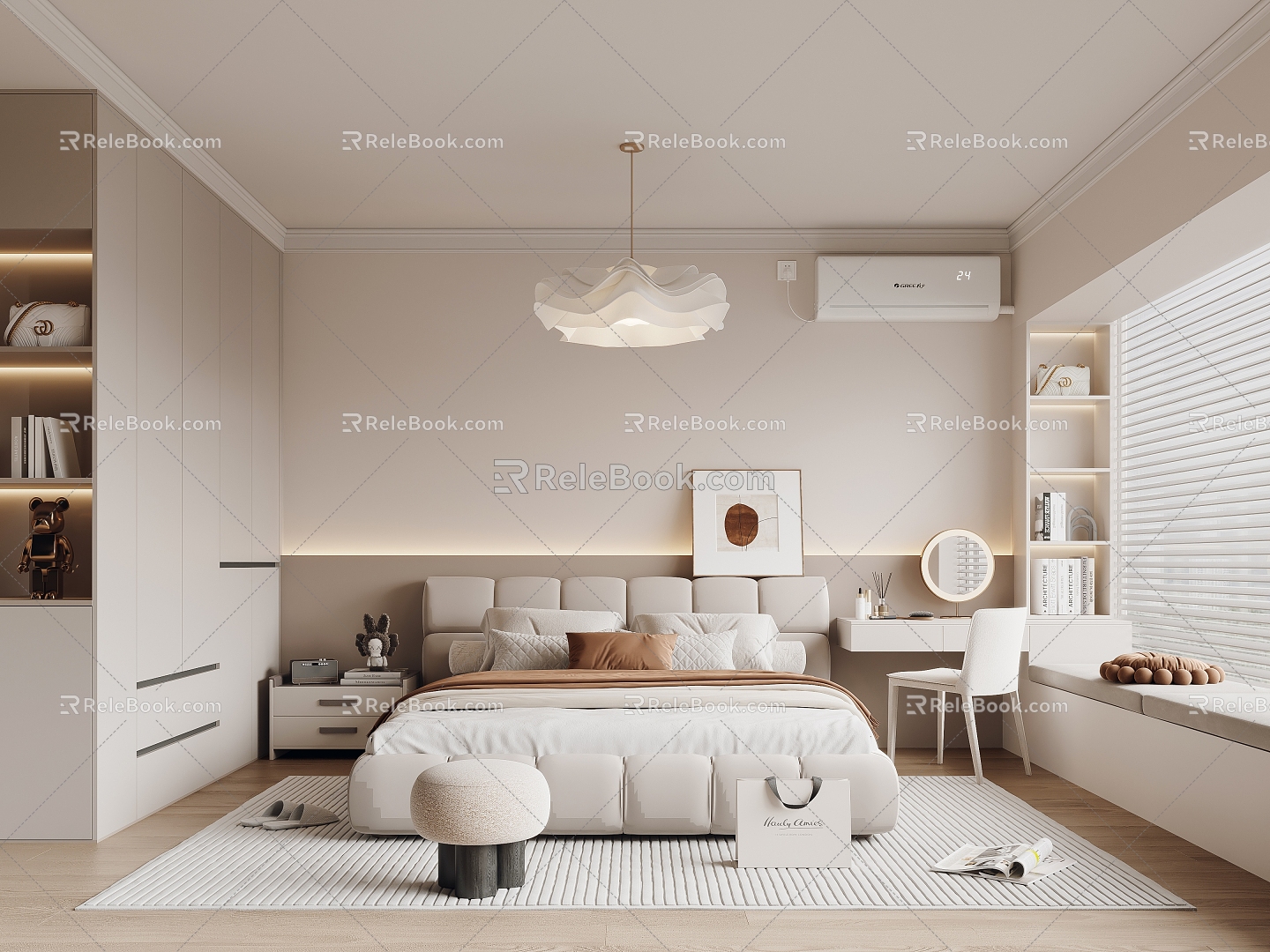 Modern Bedroom Cream Bedroom 3d model