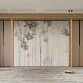 Elegant Modern Living Room Interior With Bamboo Mural Wooden Elements And Rug