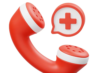Smart Medical Communication Device With Red Telephone Handset And Cross Speech Bubble 3d model