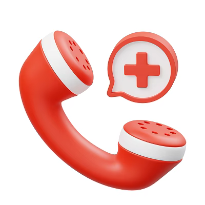 Smart Medical Communication Device With Red Telephone Handset And Cross Speech Bubble 3d model