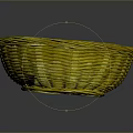 Cute Little Animal In Yellow Woven Basket On Black Reflective Surface