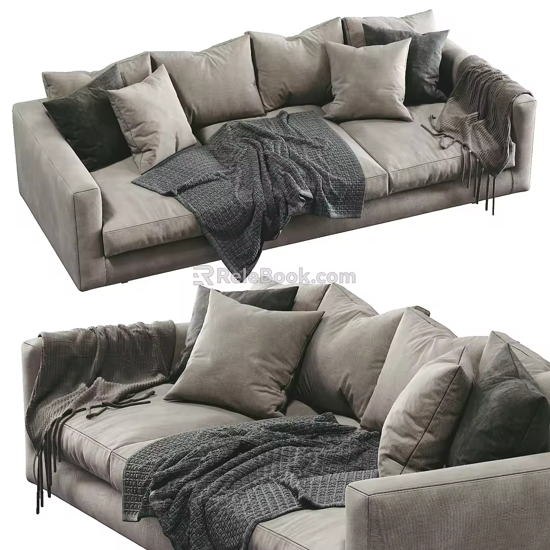 Modern fabric multi-person sofa 3d model