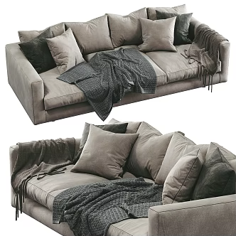 Modern fabric multi-person sofa 3d model