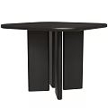 Modern Black Square Dining Table With Simple Wooden Leg Structure Design 3d model