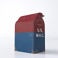 Vintage U.S. Mailbox With Red Blue Design For Letters And Pull Down Feature 3d model