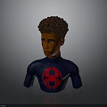 SpiderMan Bust Figure With Curly Hair Blue Suit And Red Spider Logo