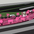 Pink Themed Outdoor Recreational Area With Palm Trees Pathway Green Space And Roads