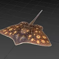 Spotted Stingray Marine Life With Brown Body And Yellow Circular Spots