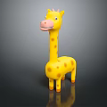 Yellow Giraffe Plush Toy With Brown Spots Pink Nose And Small Crown For Kids