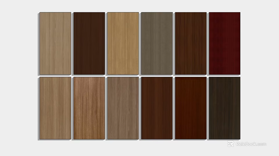 Various Wood Grain Wall Panels In Different Colors For Interior Design 3d model
