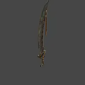 Decorative Sword With Ornate Metallic Carvings And Intricate Details On Hilt And Blade