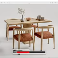 Nordic Dining Table and Chair Combination Dining Table and Chair 3d model