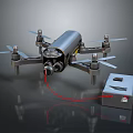 Professional Drone Quadcopter With Connected Battery Pack And Camera System 3d model