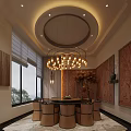 Elegant Private Dining Room Interior With Round Dining Table Chandelier Wooden Chairs And Natural View