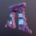 Purple Stone Archway Structure with Glowing Runes on Both Sides and Base Stone Decorations