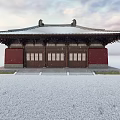 Ancient Traditional Building With Tiled Roof Wooden Structure Red Walls And Stone Steps