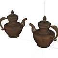 Traditional Copper Tea Pots With Ornate Handles And Lid Design