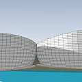 Modern Circular Building Design With Green Roof and Front Plaza Area