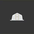 Transparent Covered Greenhouse Structure With Gravel Base And Wooden Door
