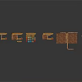Golden 3D Letters And Symbols Metal On Black Background With Reflective Surfaces And Colorful Squares