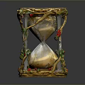 Ornate Decorative Hourglass With Golden Vine Frame And Red Berry Accents Glass Sand Timer