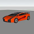 Orange High Performance Sports Car Speeding On Track With Dust Trail Under Sunset Sky