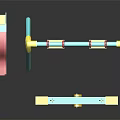 Colorful Children's Playground Equipment With Pink Slide Two Swings And Yellow Seesaw
