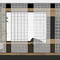 Modern partition glass brick partition 3d model