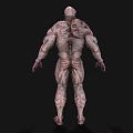 Game Movie Monster Character With Muscular Body Gray Skin Bloody Details And Scary Face