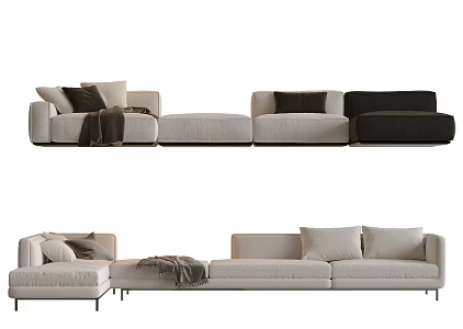 Modern multi-person corner sofa three-person sofa living room sofa L-shaped sofa 3d model