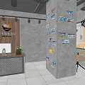 Modern 4S Auto Showroom Interior With Displayed Cars Yellow Guide Lines And Ceiling Lighting
